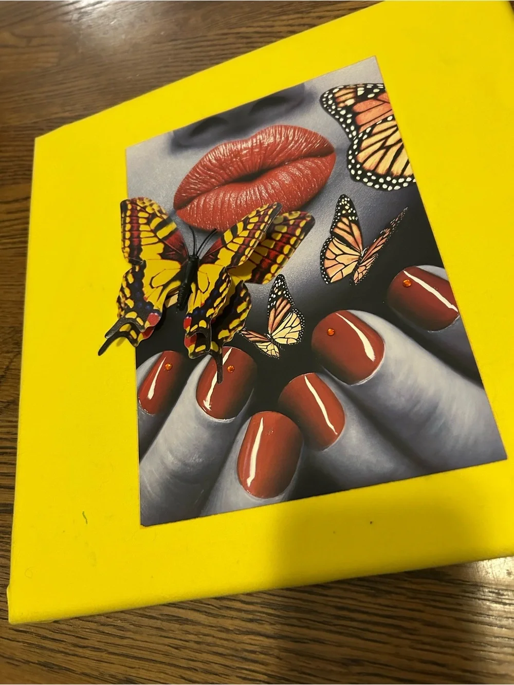 3D Butterfly Lips & Red Nails Pop Art Print Custom by xoxoE